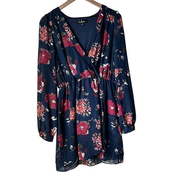 Lulus Navy Floral Print Dress Size XL NWOT Flowy & Feminine - Picture 5 of 8